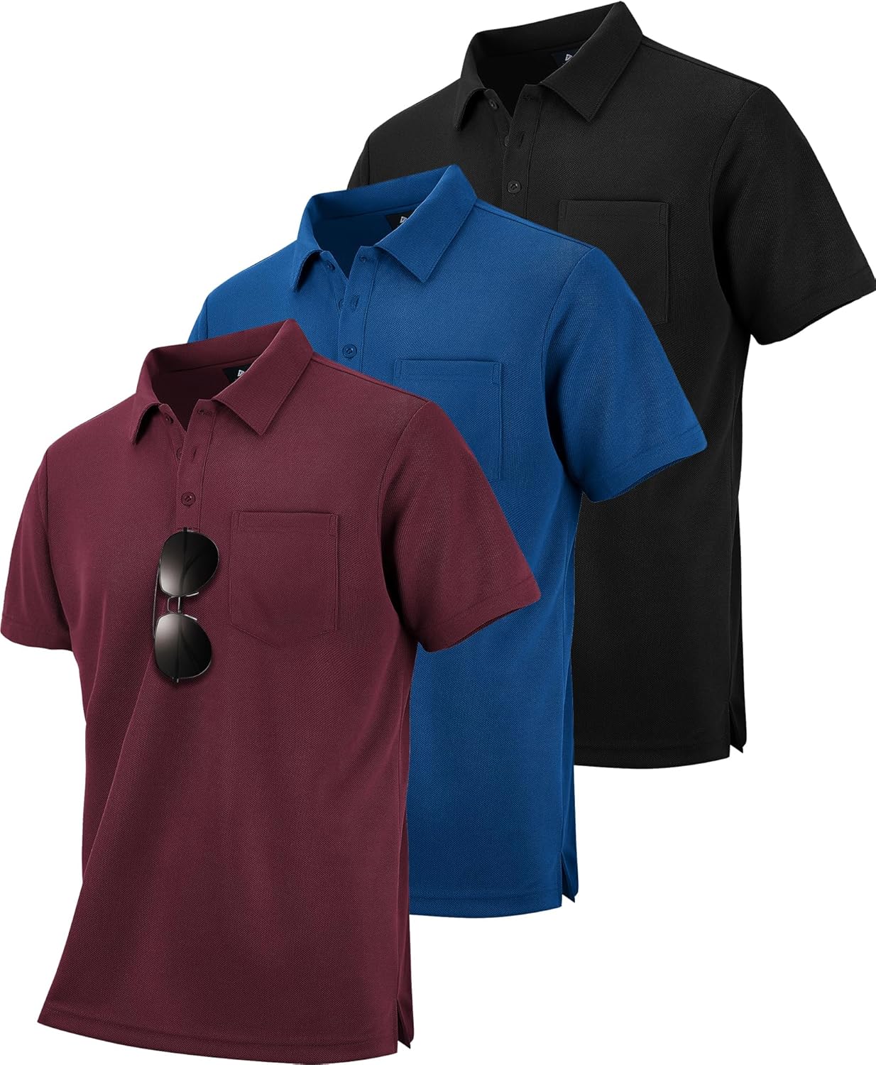 ZITY 3 Pack Polo Shirts for Men - Moisture Wicking Casual Wear
