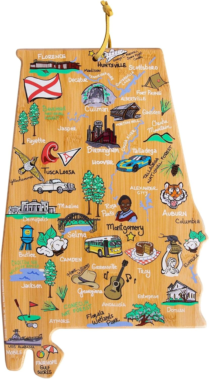 Alabama State Shaped Cutting Board and Charcuterie Platter