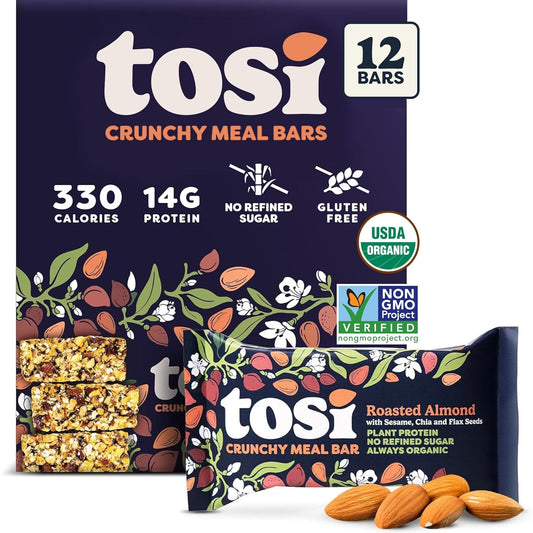 Tosi Meal Nut Bars - Crunchy Plant Based Protein Snack Bars