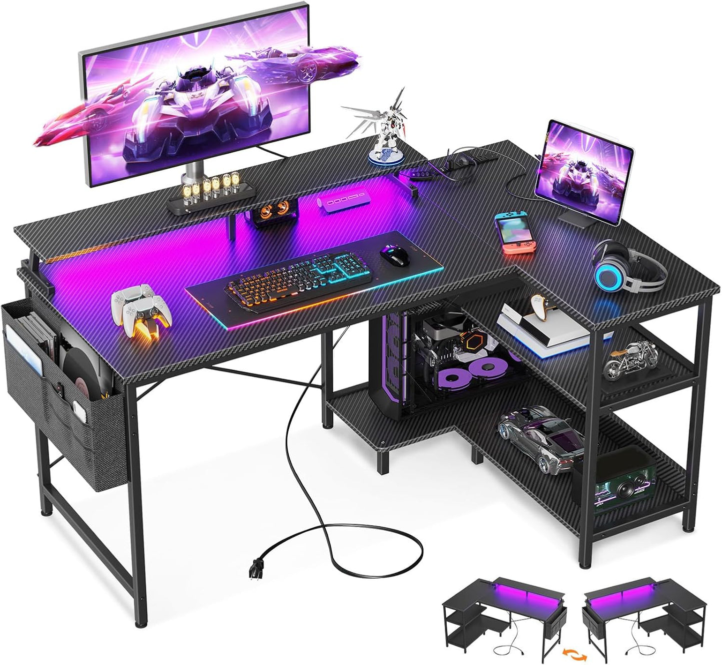 48 Gaming Desk with USB & LED Lights