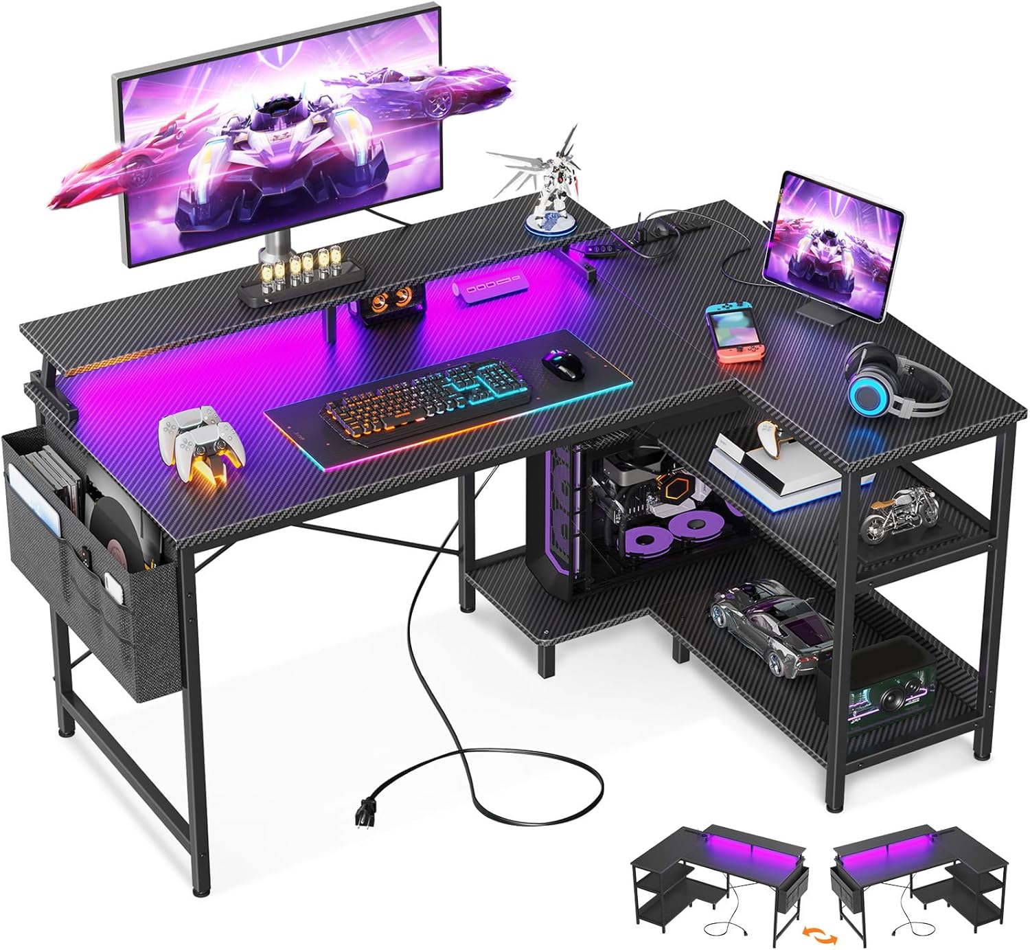 48 Gaming Desk with USB & LED Lights