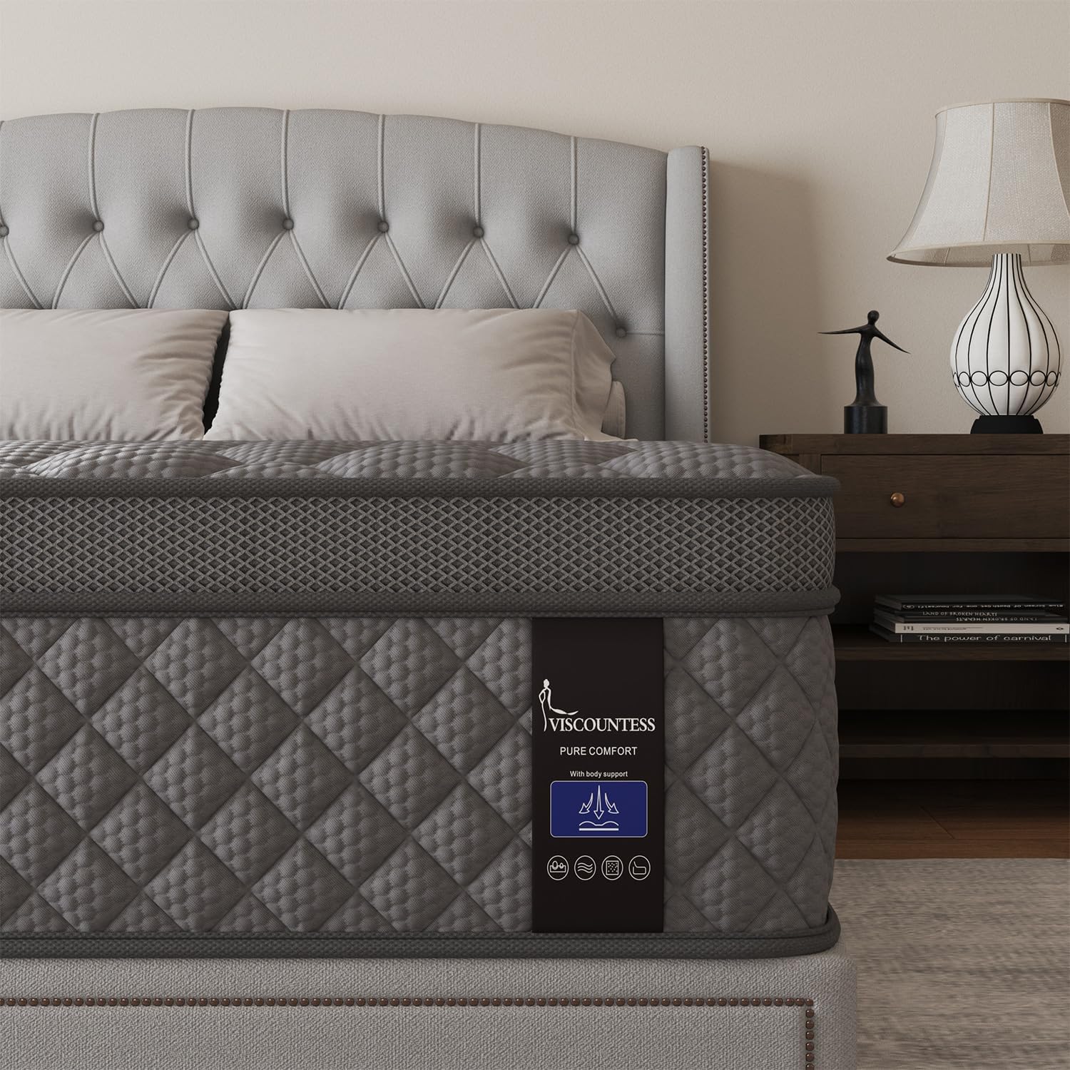 Twin Mattress, 12 Inch Hybrid for Back Support & Comfort