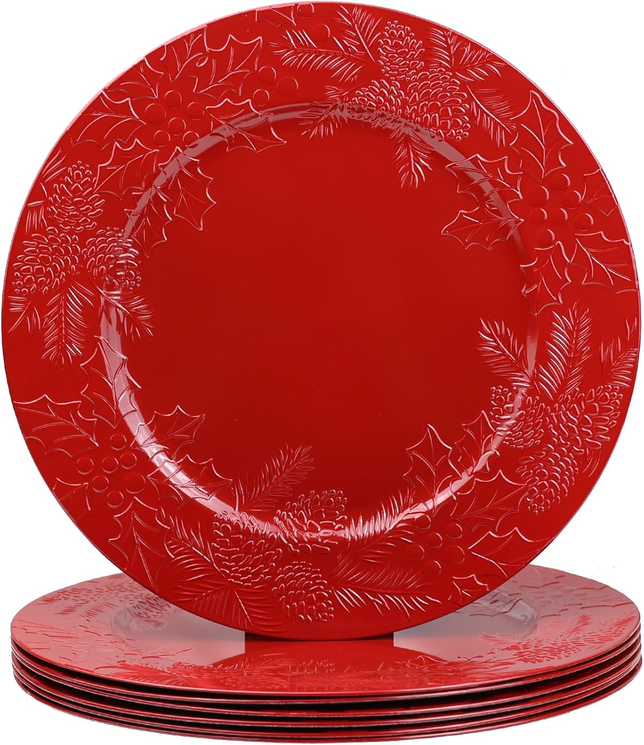 Spsyrine Red Charger Plates Set of 6 for Elegant Table Settings