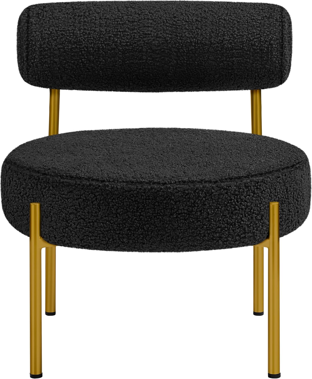 Modern Boucle Vanity Chair, Gold Legs, Black