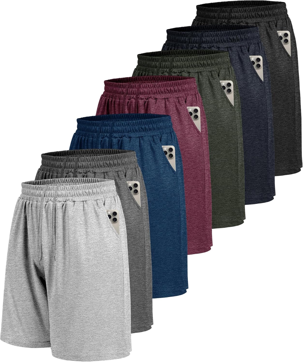 7 Pack Mens Athletic Shorts for Gym Basketball Running Workout