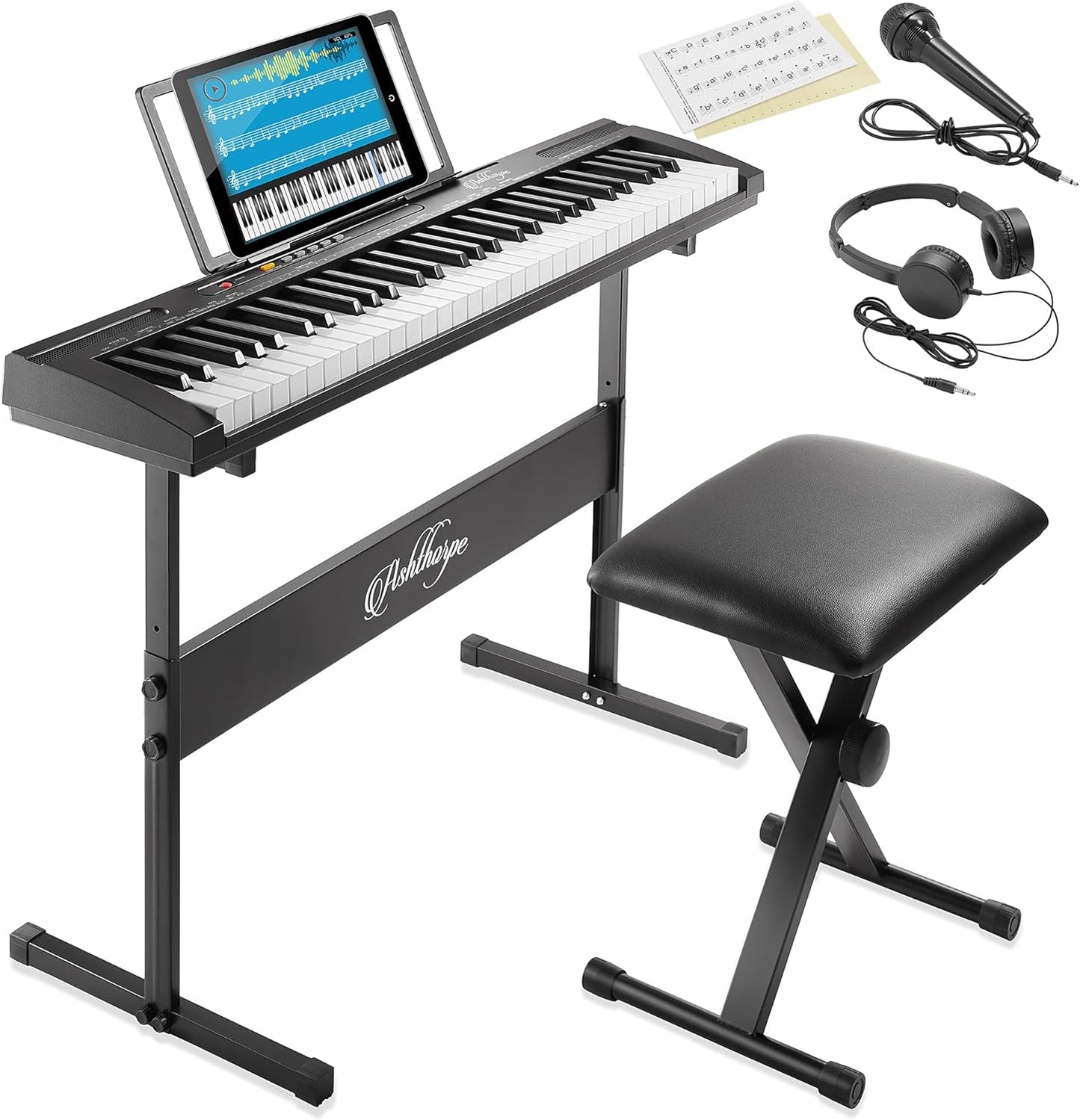 61-Key Electronic Keyboard Piano for Beginners with Stand Set