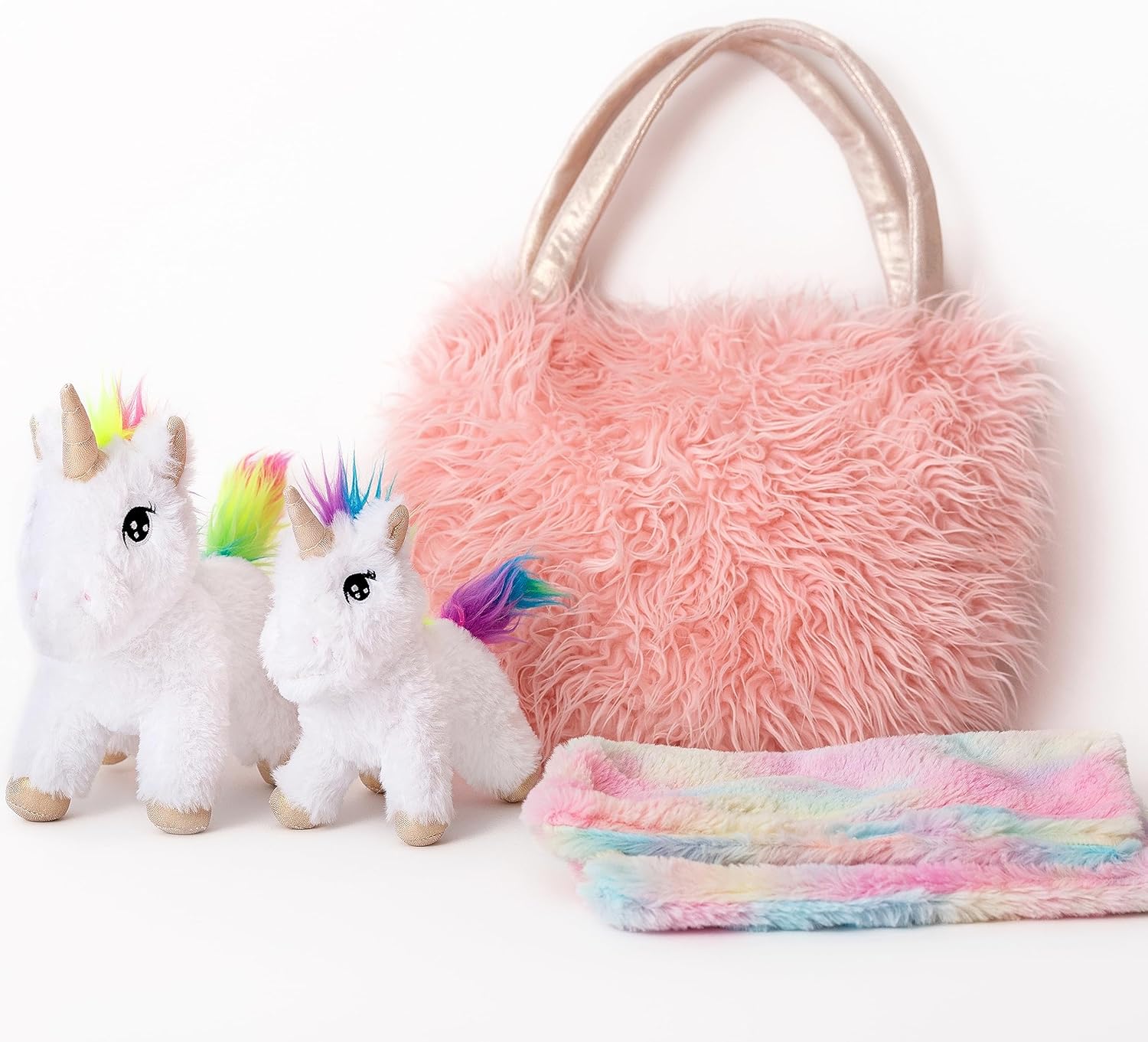 Perfectto Unicorn Toy Set for Girls - 4 Piece Plush Gift