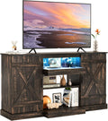 Tangkula 58L Farmhouse LED TV Stand for TVs up to 65in - Rustic Media