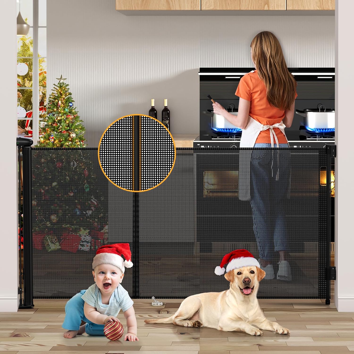 Uamector 138-Inch Extra Wide Retractable Baby Gate for Safety
