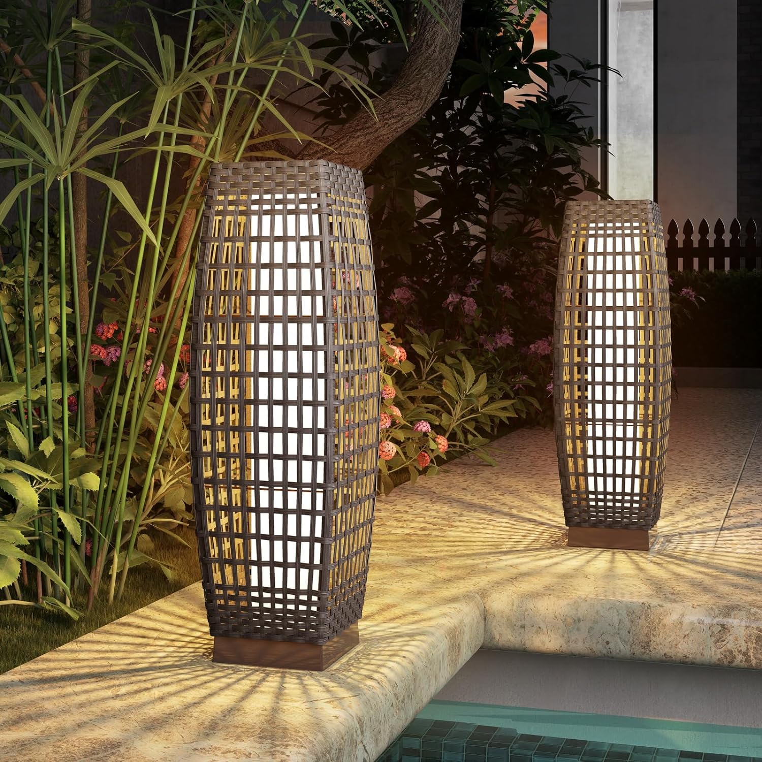 Grand patio Outdoor Floor Lamp Solar Powered Lantern for Garden