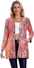 Women's Sequin Jacket Long Sleeve Open Front Blazer - Sparkle