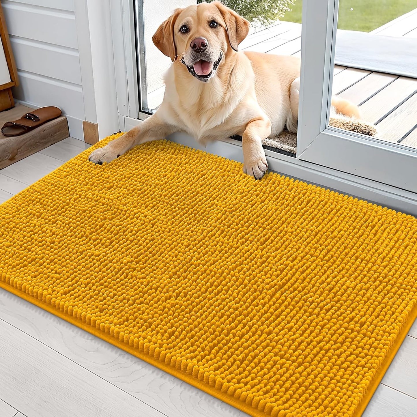 OLANLY Dog Door Mat for Muddy Paws - Absorbent Chenille Mat