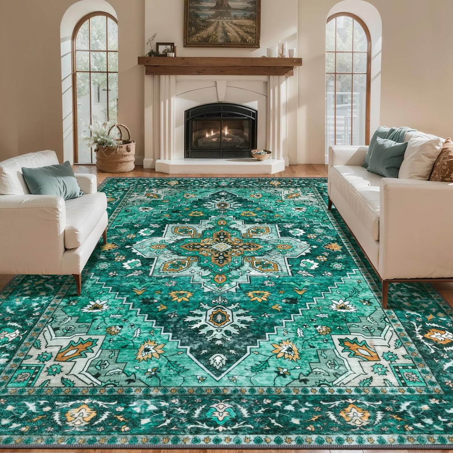 Vintage Chic Tangsoo 8x10 Area Rug for Living Room Decor