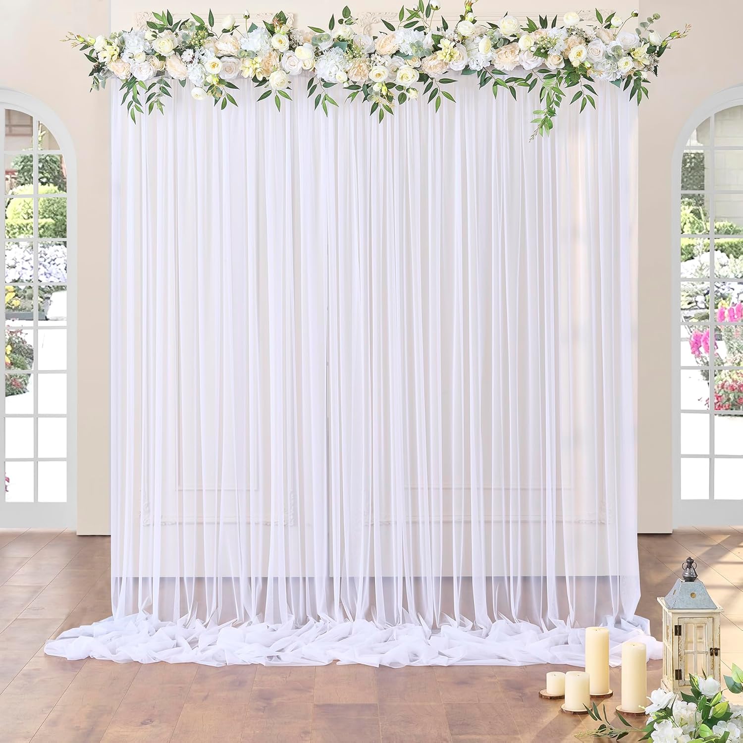 Twice the Charm: Wrinkle-Free Sheer Tulle Backdrop Set for Stunning Parties!