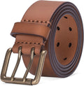 Thicken Full Grain Leather Mens Belt Heavy Duty - Durable Work Belt NO