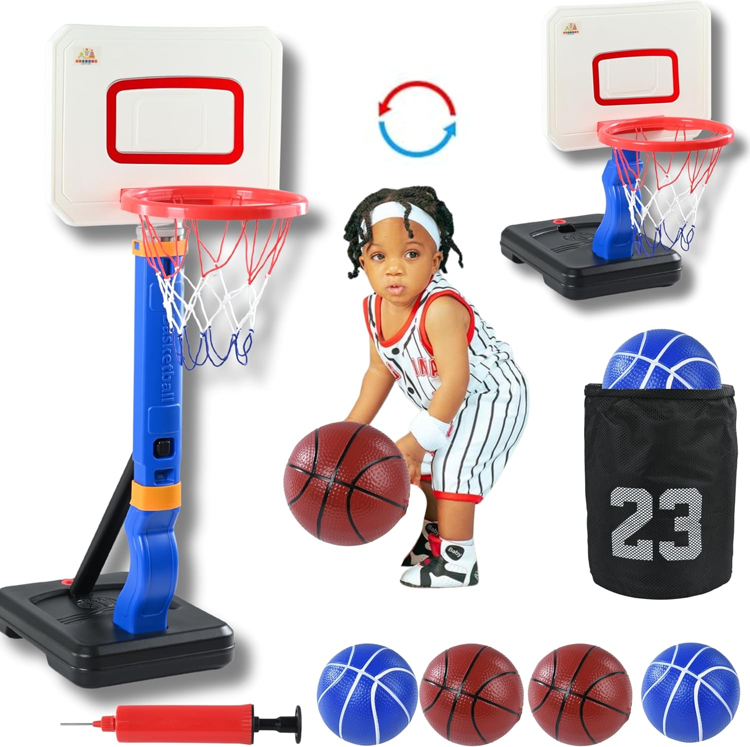 Height-Adjustable Toddler Basketball Hoop Set
