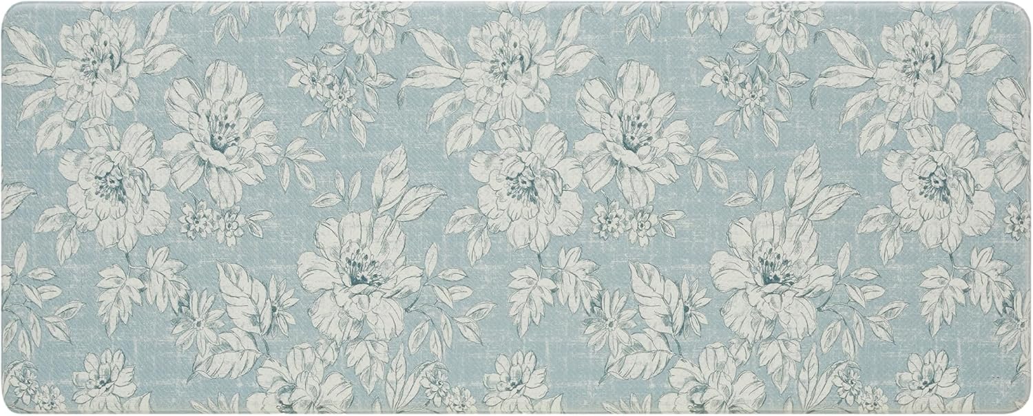 Laura Ashley Anti-Fatigue Kitchen Mat with Iris Floral Design