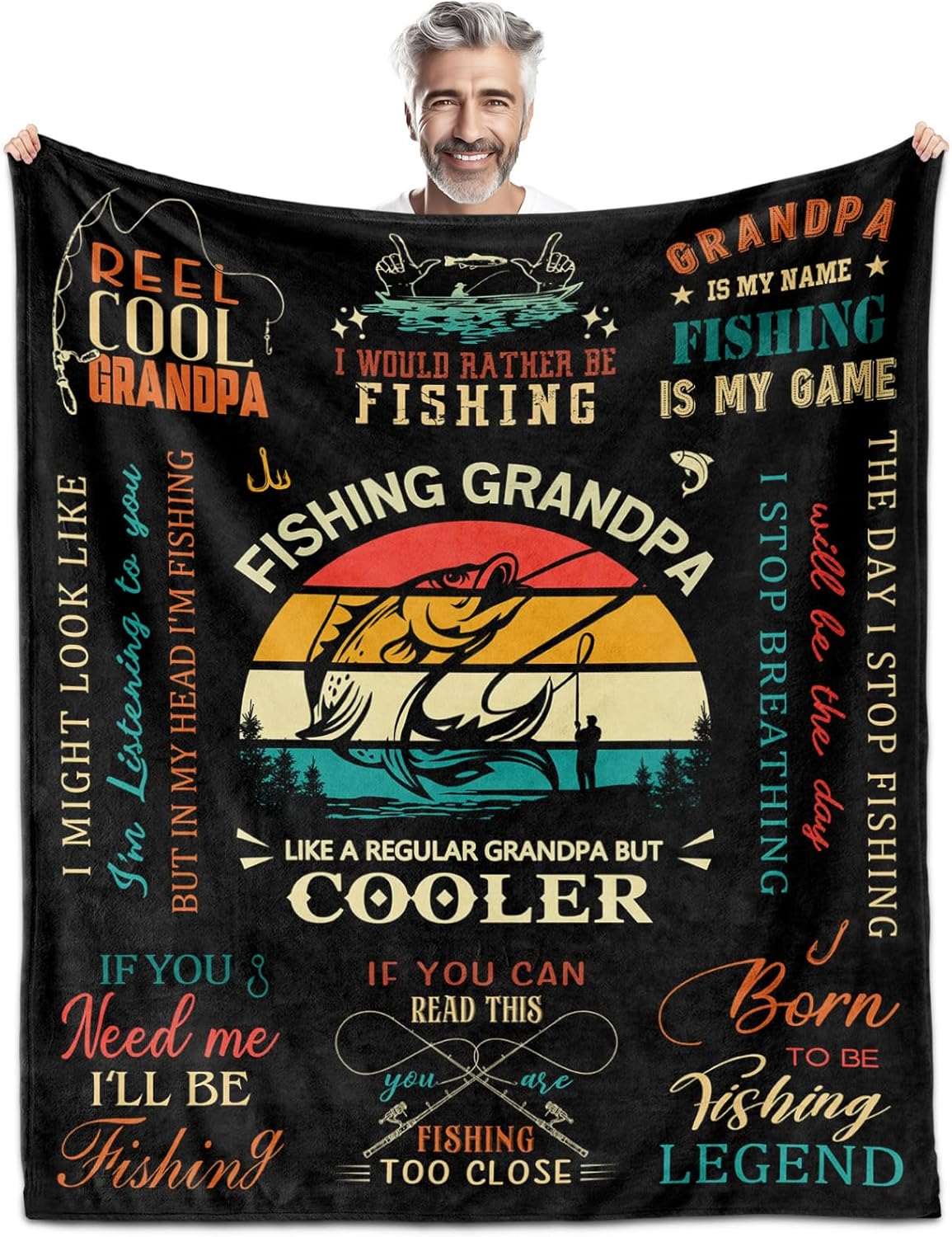 Cozy Fish Blanket for Grandpa, Perfect Gift!