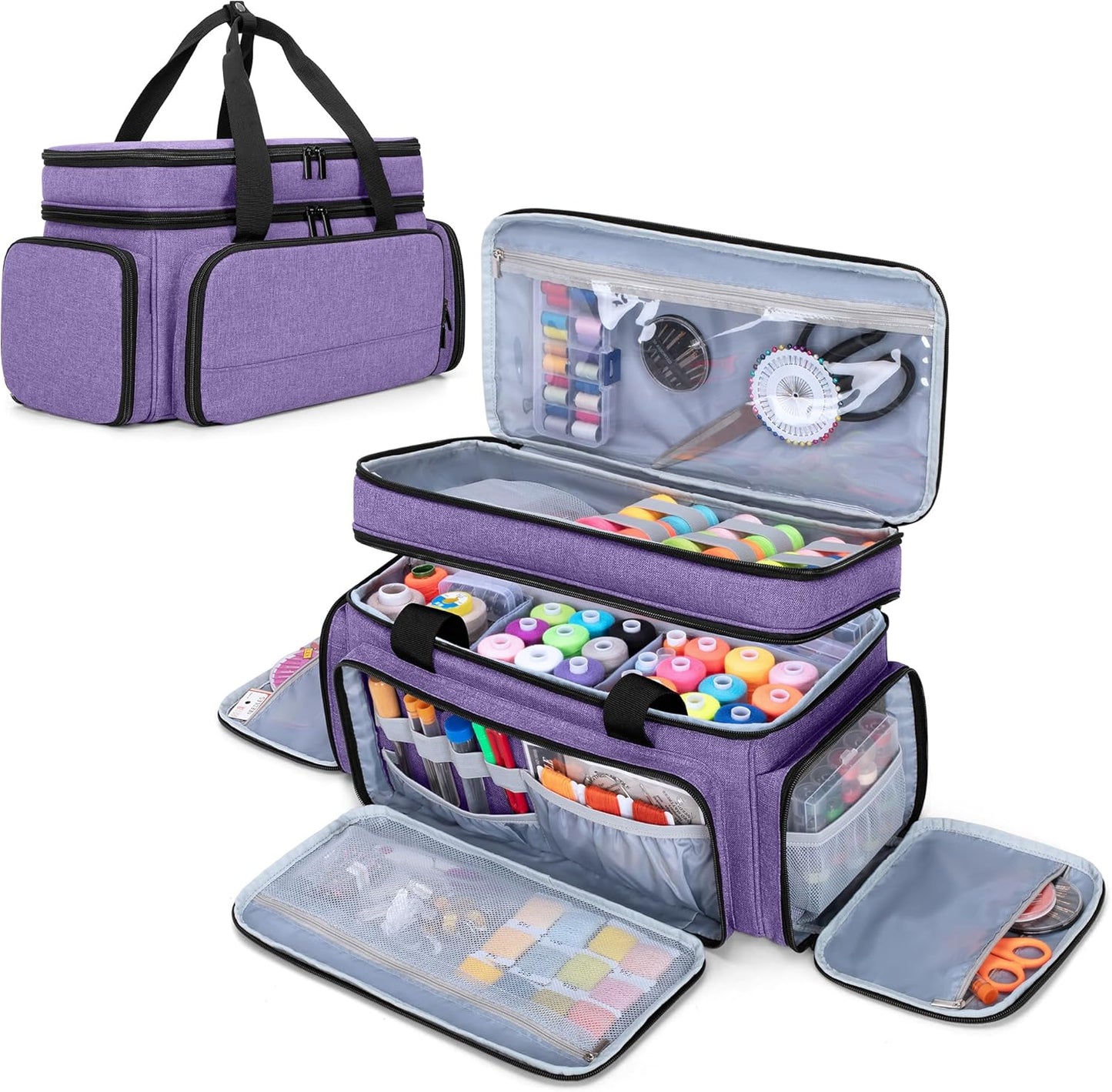 LUXJA Large 2 Layers Sewing Organizer Bag for All Supplies
