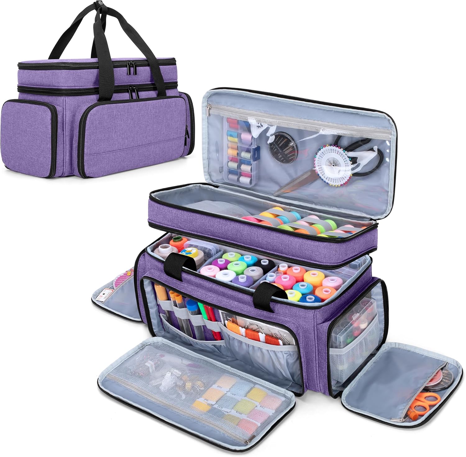 LUXJA Large 2 Layers Sewing Organizer Bag for All Supplies