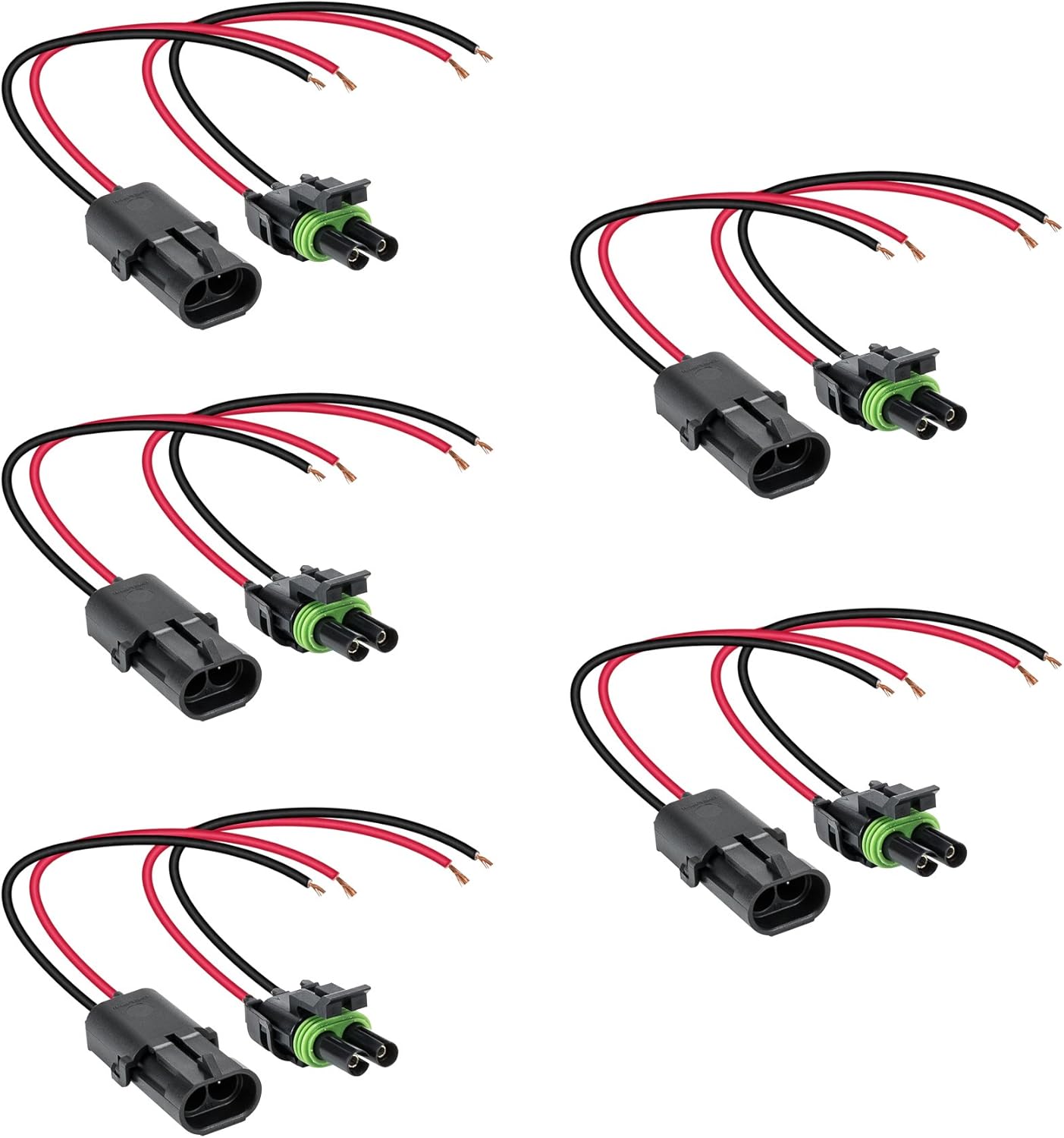 True Mods 5pc 2-Wire Weather Pack Connector Kit with Wires