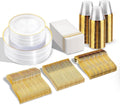 Clear and Gold Plastic Dinnerware Set for 50 Guests - Elegant