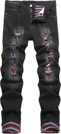 QIMYUM Mens Ripped Jeans Slim Fit Straight Leg - Comfortable material