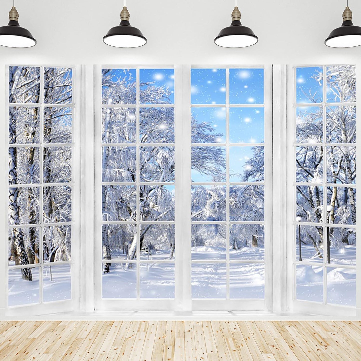 12x8ft Winter Window Backdrop for Photoshoot and Parties