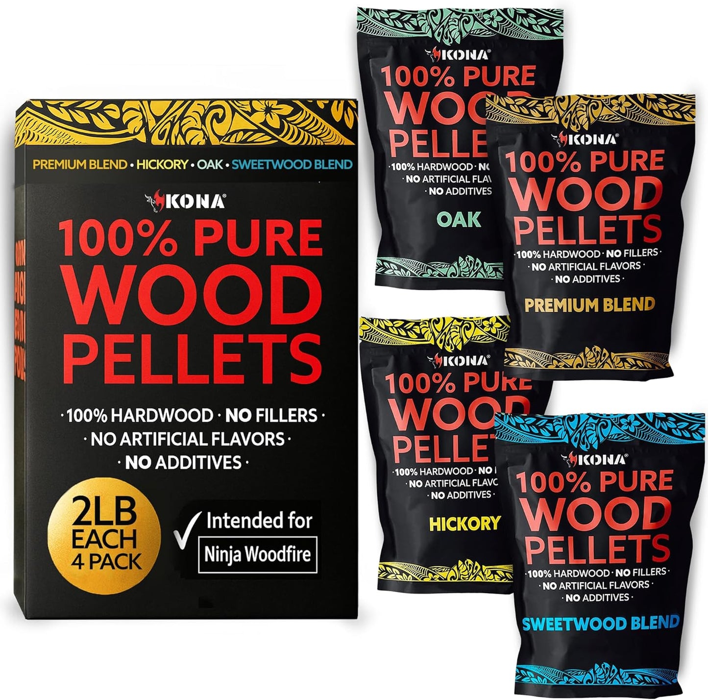 Kona All-Purpose Wood Pellets Variety Pack for Grilling
