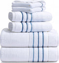 Bath Towel Set White and Azure Blue - Hotel & Spa Quality Towels