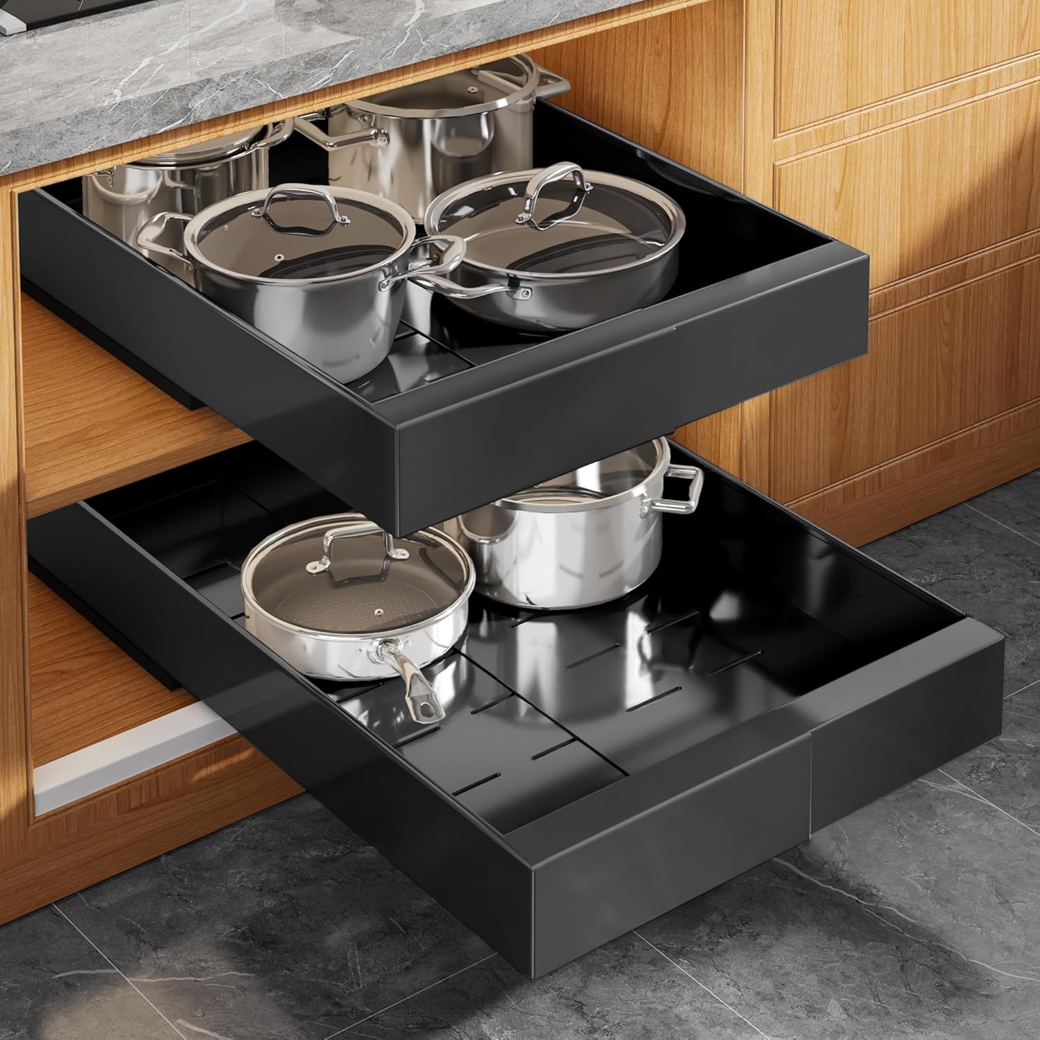 Expandable Pull Out Cabinet Organizer for Framed Cabinets