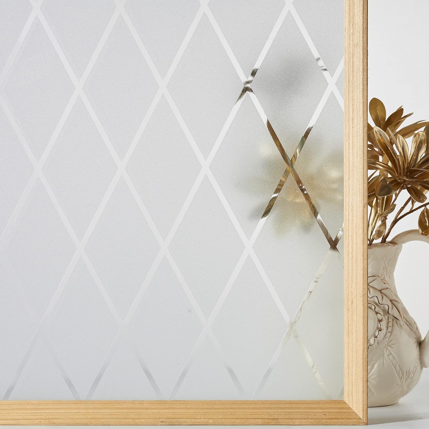 VELIMAX Lattice Frosted Window Film for Privacy and Style