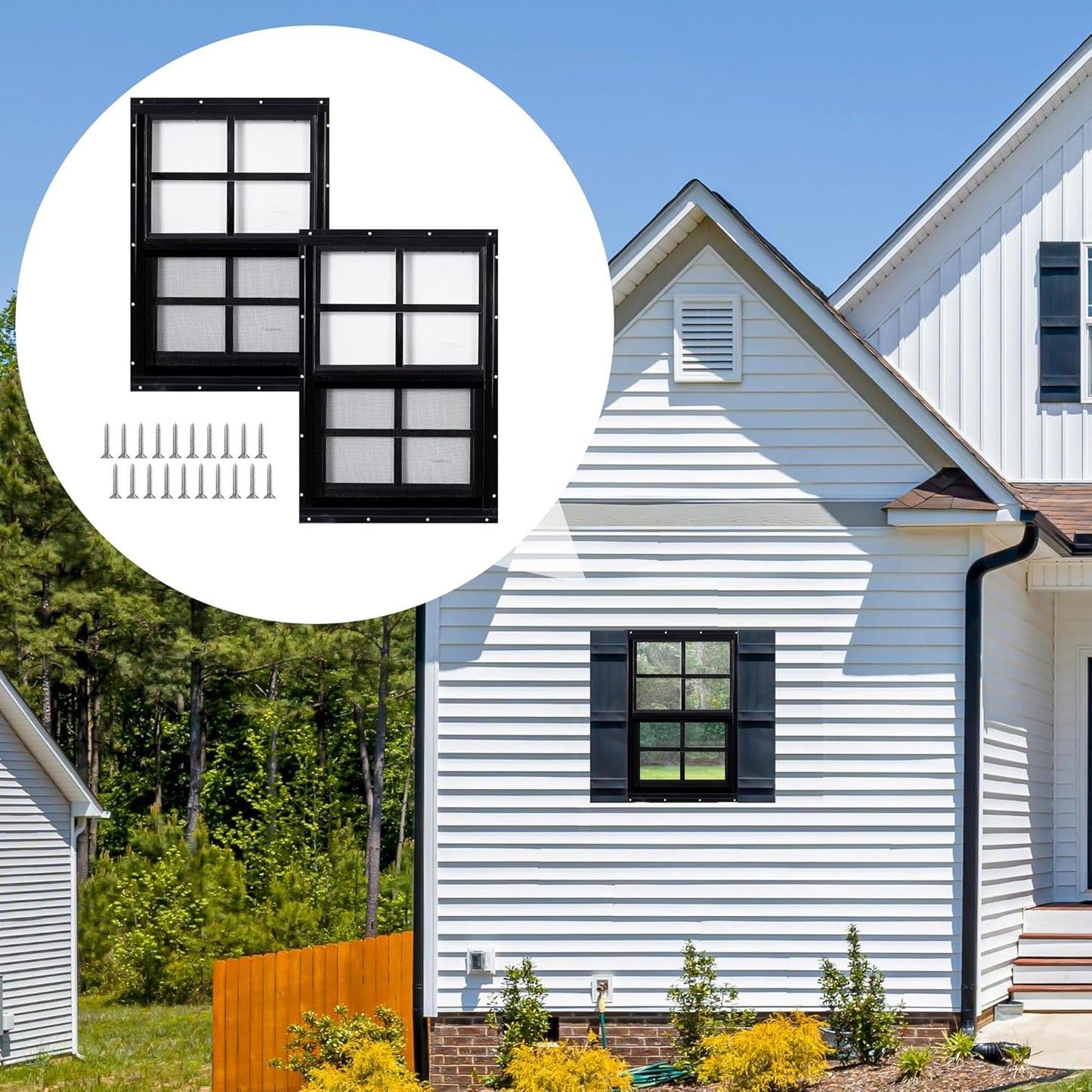 2 Pack Shed Windows with Tempered Glass for Outdoor Use