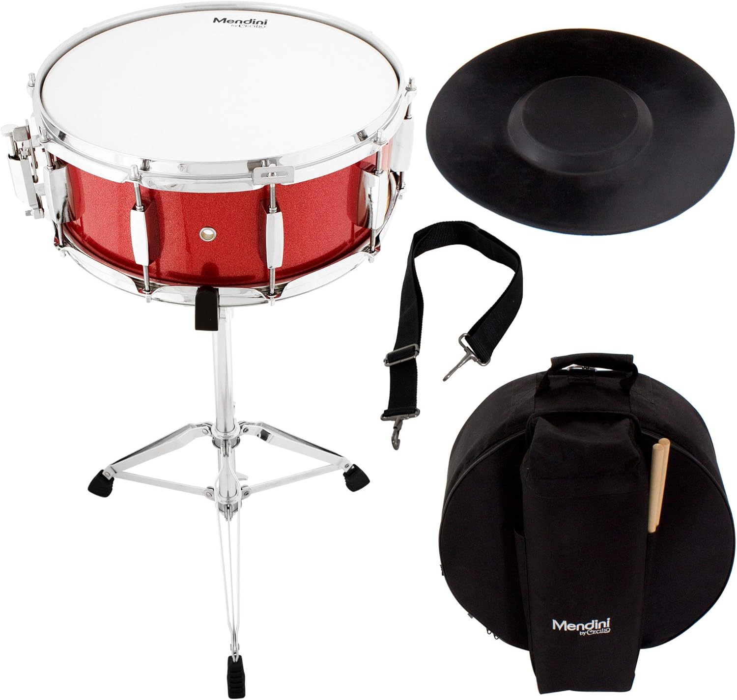 Mendini Student Snare Drum Set with Gig Bag and Accessories