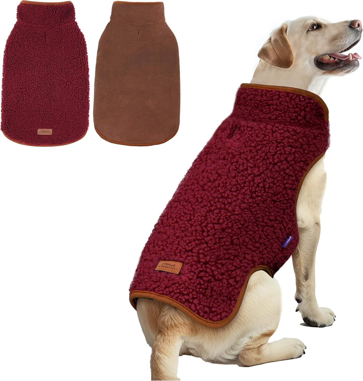 cyeollo Warm Dog Coat Fleece Sherpa Winter Sweater Coats