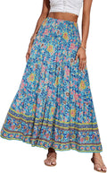 Summer Maxi Skirt for Women - Boho Floral High Waist A Line Skirts
