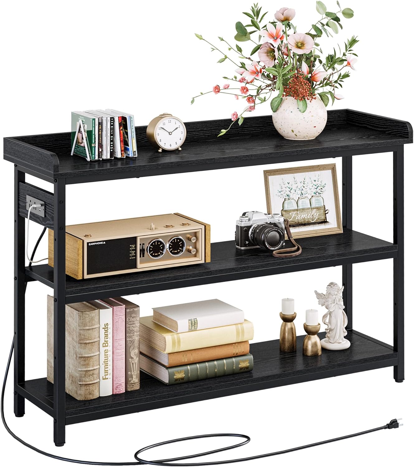 IRONCK Console Table with Power Outlet for Living Room Use