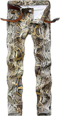 Enrica Men's Casual Printed Jeans Skinny Denim Pants - Stylish Button