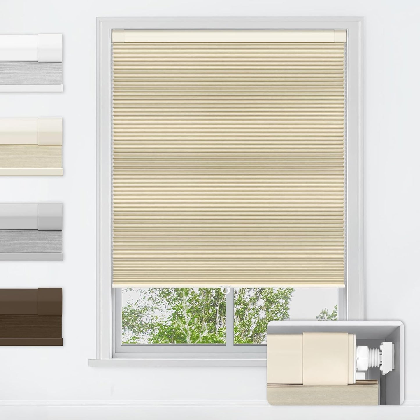Cordless Cellular Shades for Home - Blackout Honeycomb Blinds
