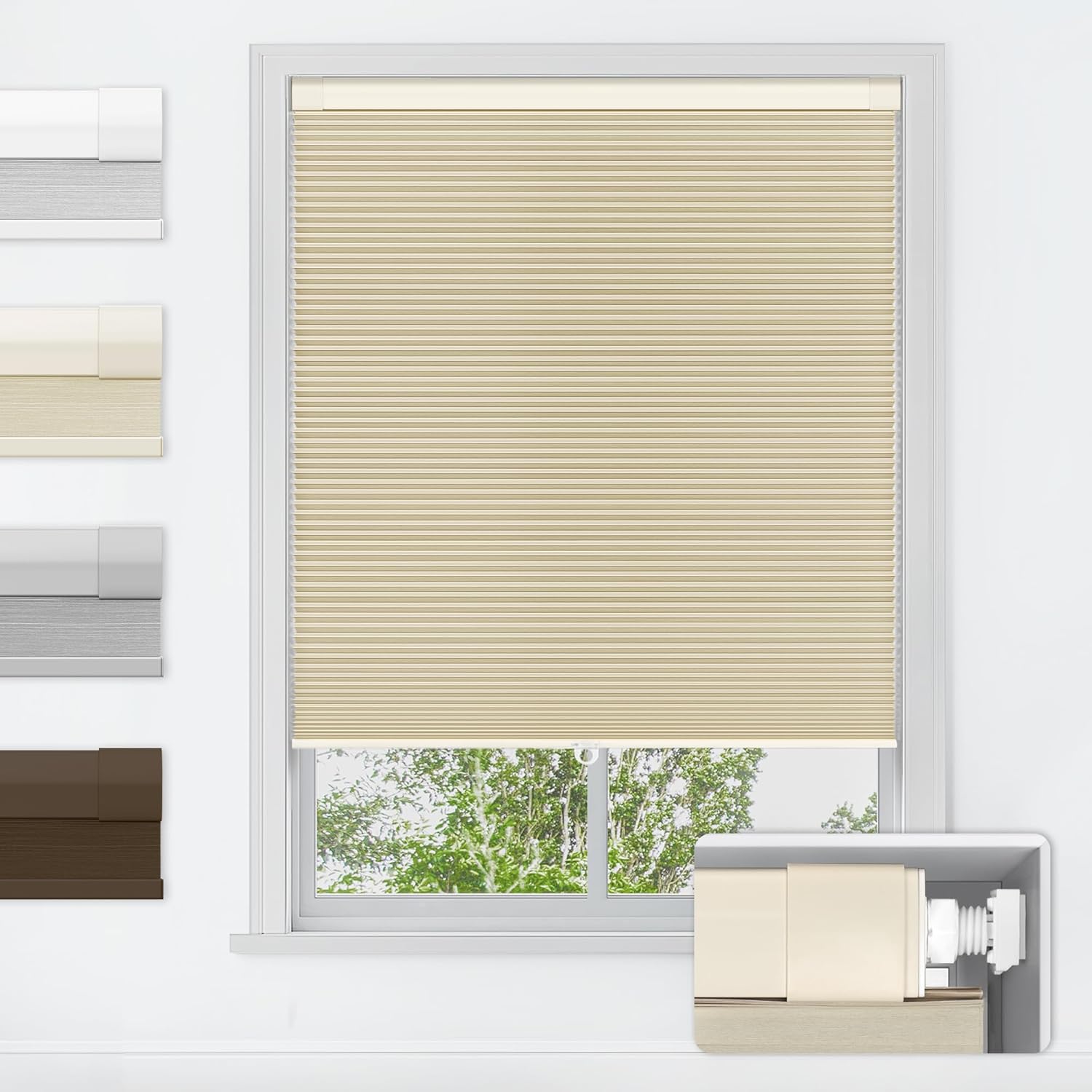LazBlinds No Tools No Drill Cordless Cellular Shades for Home