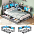 Twin XL Corner Bed Frame with Storage Drawers and Bookcase - Space