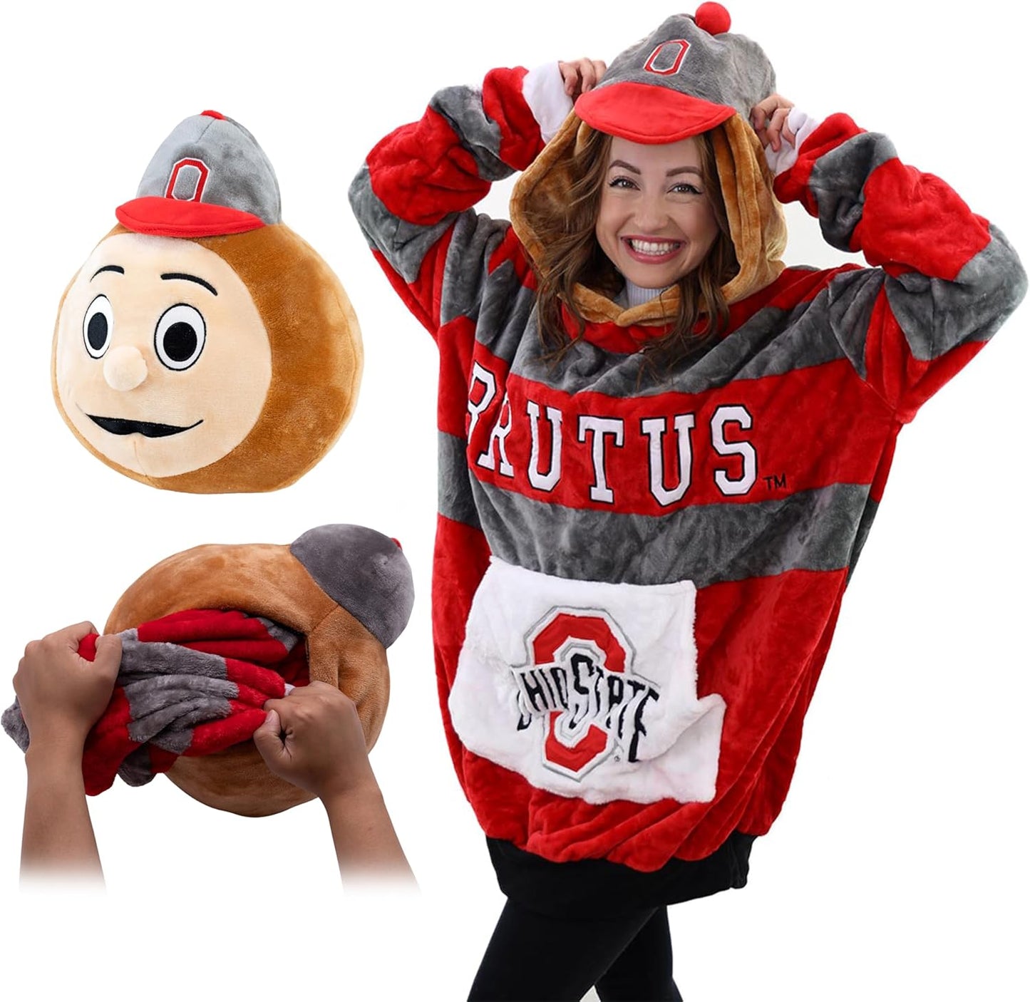 Plushible Wearable Blanket Hoodie for Ohio State Fans Cozy Gift