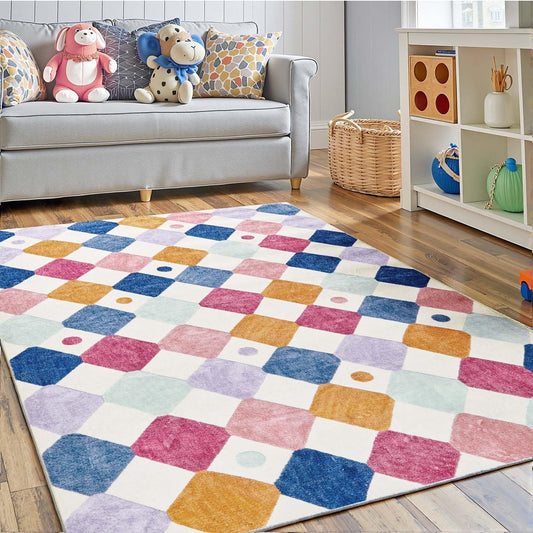Colorful Diamond Area Rug 3x5 for Kids and Playrooms