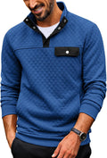 Quilted Sweatshirts for Men Quarter Button Pullover - Stand Collar