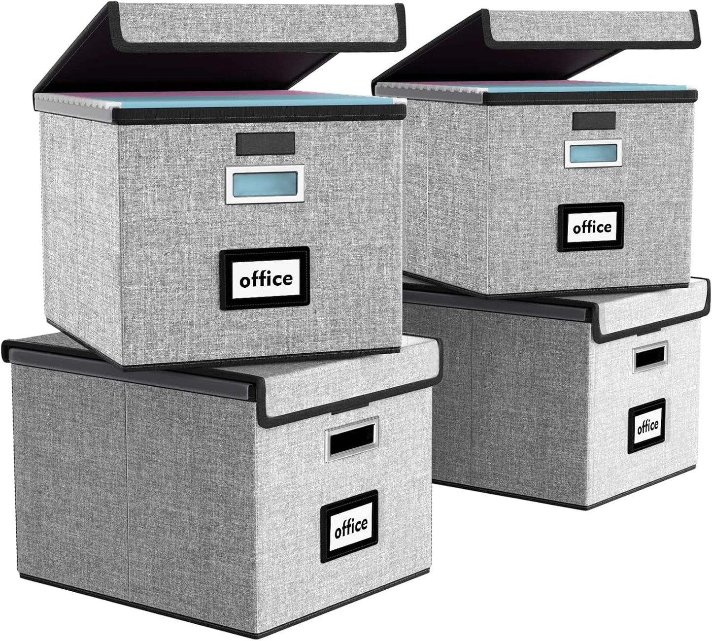 Huolewa Portable File Organizer Boxes Set of 4 for Office Use