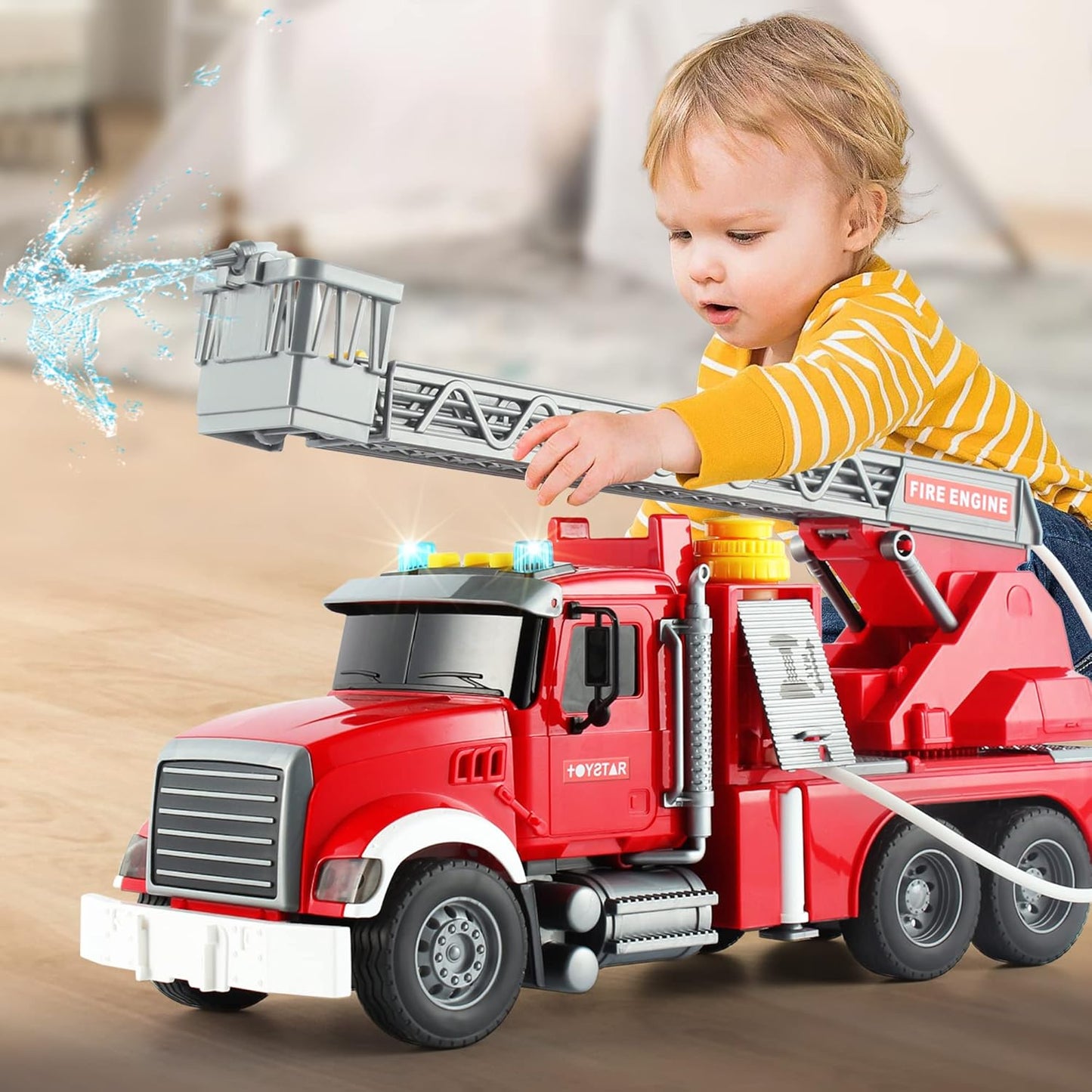 Dwi Dowellin Kids Fire Truck Toys with Water Pump and Lights