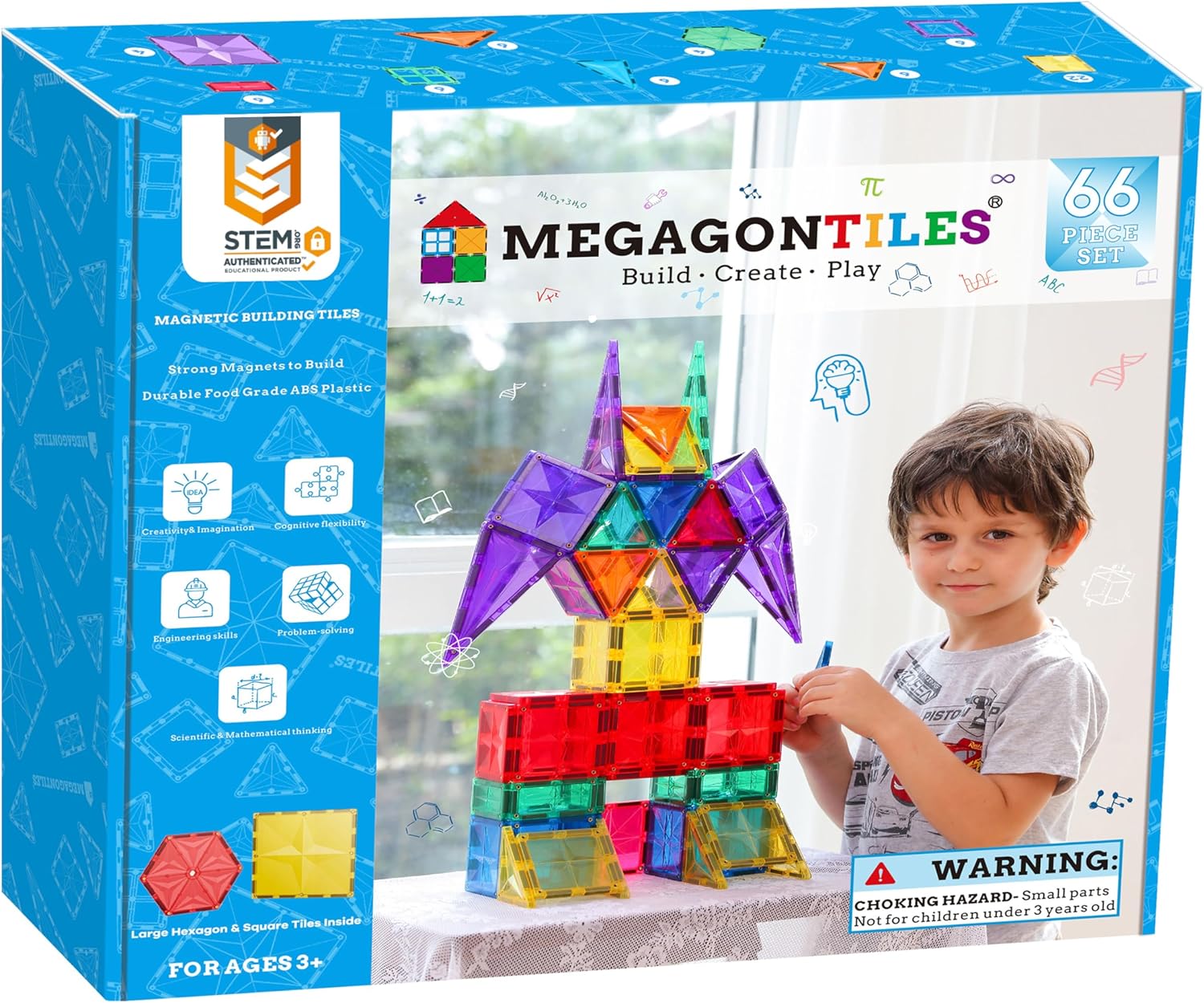 66PCS Premium Magnetic Tiles Set for Kids - STEM Educational Fun