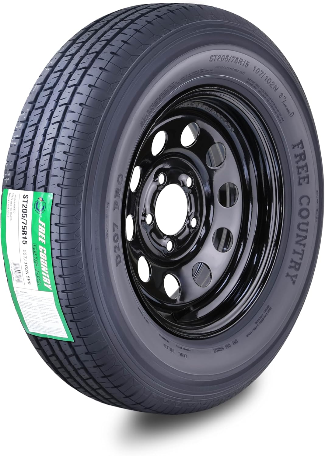 Free Country Trailer Tire Wheel Assembly ST205/75R15 for Safety