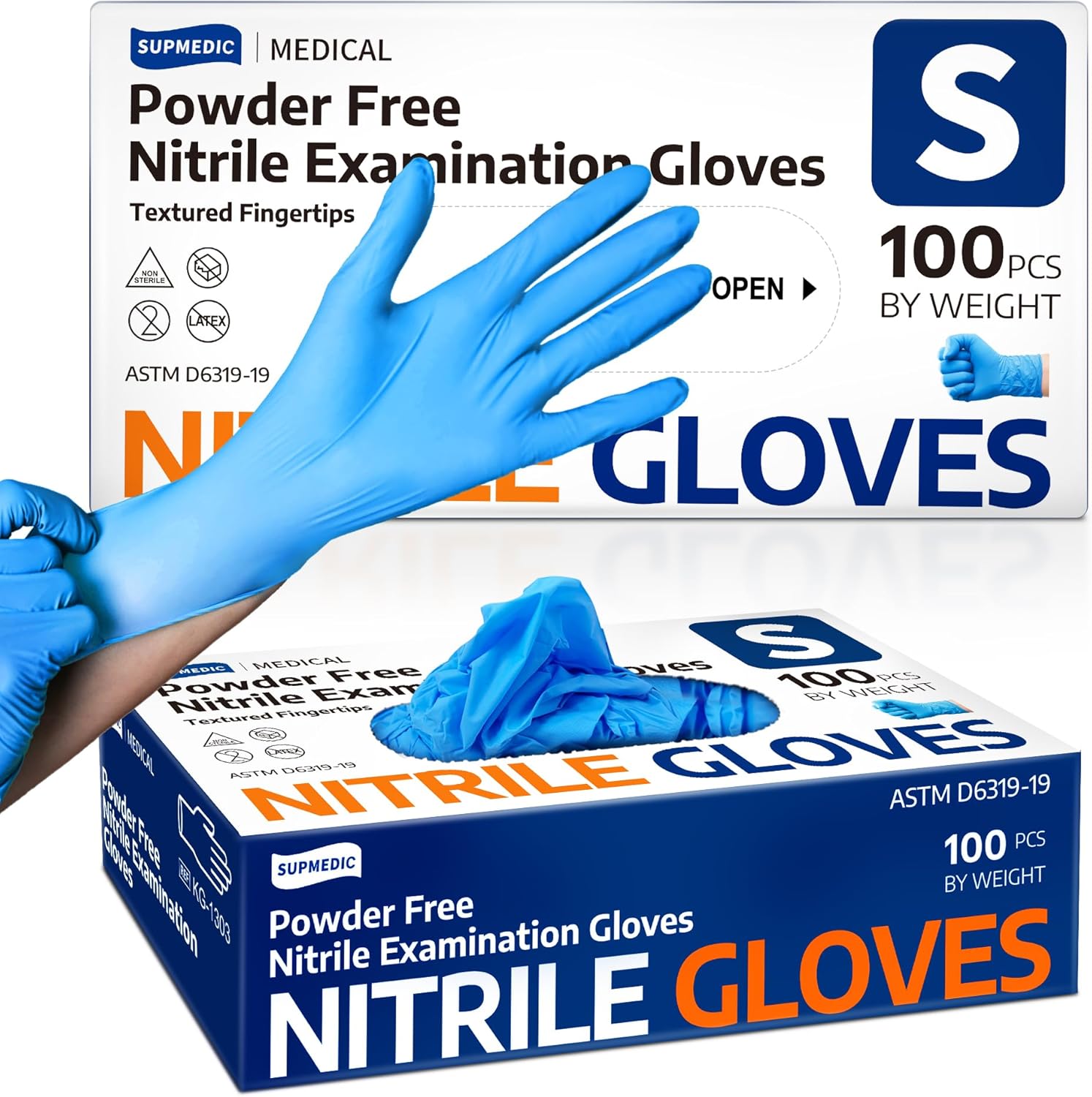 Supmedic Blue Nitrile Gloves - Food Safe 100 Pcs