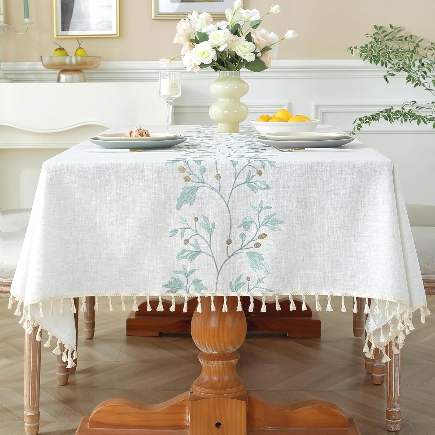 Laolitou Cotton Linen Waterproof Tablecloth for Rustic Dining